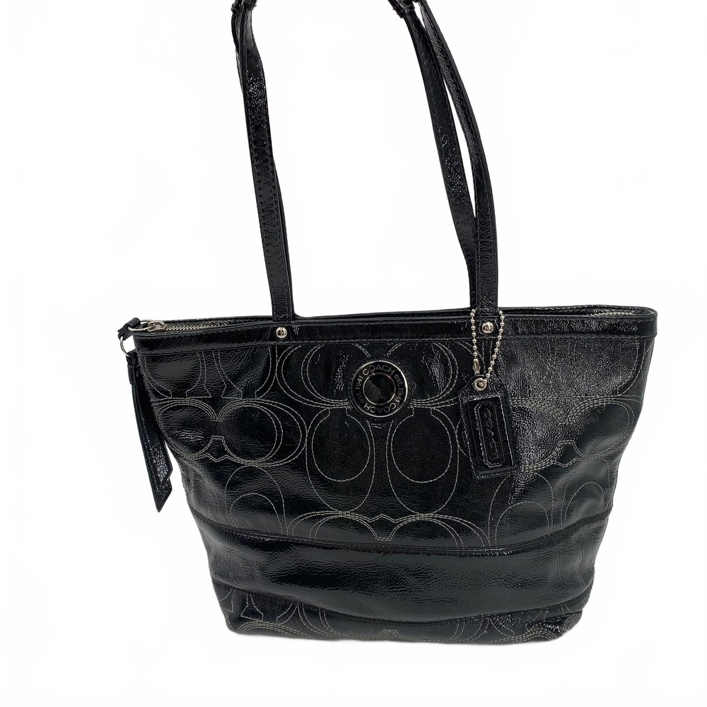 Coach Black Shoulder Bag Signature Purse
